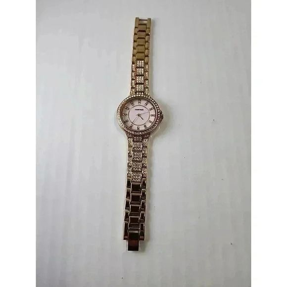 Womens Armitron Crystal Rose Gold Tone Bezel Pink Dial New Battery 32mm 75/5217 - Picture 11 of 16